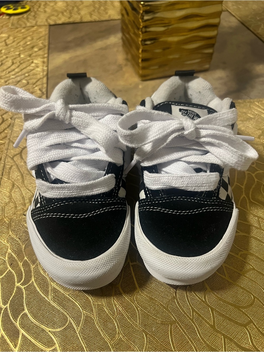 Vans Kids Black and White Low-Top Skate Sneakers